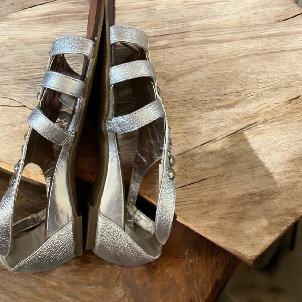 Fergie Pre-Loved Silver Sandals with Metallic Studded Embellishments